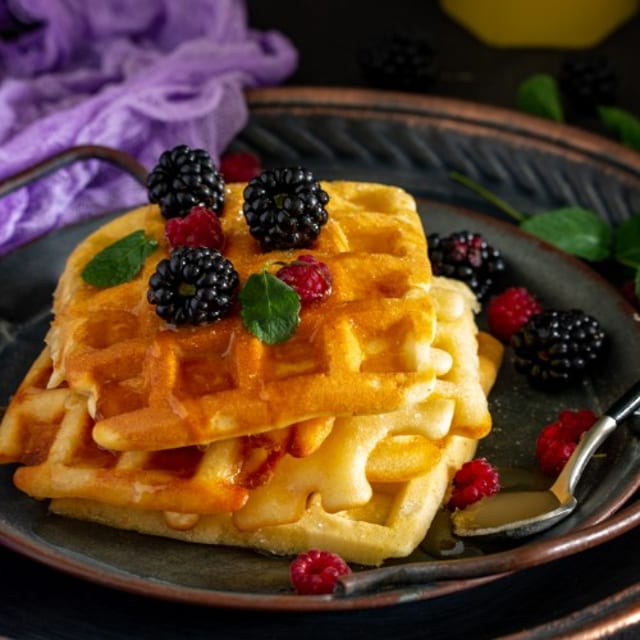 Kid's 1/2 Waffle with Protein Breakfast.